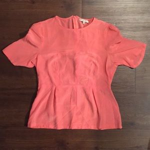 Pink Peplum Silk Blouse